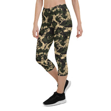 Load image into Gallery viewer, Womens Army Camo Capri Leggings with Honeycombs