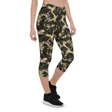 Load image into Gallery viewer, Womens Army Camo Capri Leggings with Honeycombs