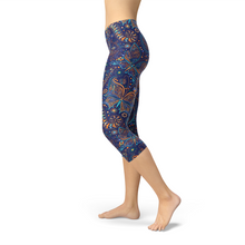 Load image into Gallery viewer, Womens Paisley Butterfly Capri Leggings
