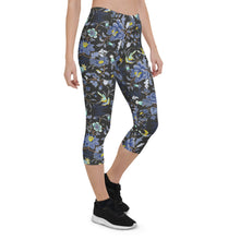 Load image into Gallery viewer, Oriental Floral Capri Leggings on Dark Gray
