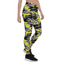 Load image into Gallery viewer, Yellow and Gray Camo Leggings for Women
