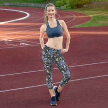 Load image into Gallery viewer, Oriental Floral Capri Leggings on Dark Gray
