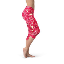 Load image into Gallery viewer, Love Hearts Red Capri Leggings
